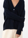 Kenata Knit Cardigan from Christian Wijnants in Dark Navy from Couverture & The Garbstore 
Model close 