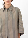 Tialle Cropped Shirt from Christian Wijnants in Olive Marine Stripe from Couverture & The Garbstore
model close up