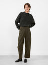 Signature Curve Legged Trouser Taupe Brown from 7115 Szeki at Couverture & The Garbstore Model Front