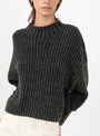 Striped Ribbed Mockneck Jumper from 7115 by Szeki at Couverture & The Garbstore Model Close Up