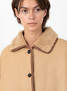 Curly Leather Back Avis Jacket Tan from Cawley at Couverture & The Garbstore
model collar 