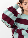 Attus Knit Jumper Burgundy Stripe from Bellerose at Couverture & The Garbstore
Model detail