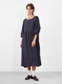 Betsy Dress Navy Stripe from Sideline at Couverture & The Garbstore model front 