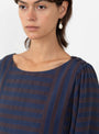 Betsy Dress Navy Stripe from Sideline at Couverture & The Garbstore model detail 