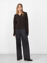 Plaza V-Neck Jumper Dark Brown by mfpen at Couverture & The Garbstore model front