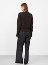 Plaza V-Neck Jumper Dark Brown by mfpen at Couverture & The Garbstore model back