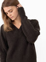 Plaza V-Neck Jumper Dark Brown by mfpen at Couverture & The Garbstore model detail