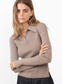 Open Placket Knit Polo Oatmeal by mfpen at Couverture & The Garbstore Model Detail