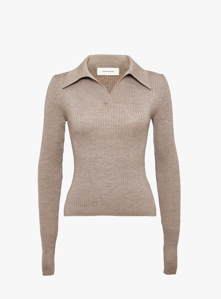 Open Placket Knit Polo Oatmeal by mfpen at Couverture & The Garbstore Ghost
