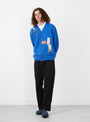 x Hikaru Noguchi Merino Cardigan Royal rom TDR at Couverture & The Garbstore model front 