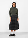 Rosetta Skirt Navy Black and Grey by YMC at Couverture & The Garbstore model front 