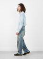 No.37 Washed Wide Denim Pants Indigo from A.PRESSE at Couverture & The Garbstore model side 
