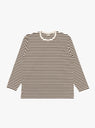 COOLMAX Stripe Jersey Long Sleeve Tee in Brown & Natural from nanamica at Couverture & The Garbstore 
Front 