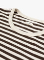 COOLMAX Stripe Jersey Long Sleeve Tee in Brown & Natural from nanamica at Couverture & The Garbstore 
neckline