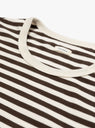 COOLMAX Stripe Jersey Long Sleeve Tee in Brown & Natural from nanamica at Couverture & The Garbstore 
neckline