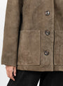 Vincenzo Suede Jacket Dark Khaki from Soeur at Couverture & The Garbstore
model coat 