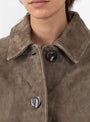 Vincenzo Suede Jacket Dark Khaki from Soeur at Couverture & The Garbstore
model detail 