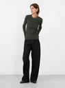 Gaelle Long Sleeve Top Aubergine and Anthracite from Soeur at Couverture & The Garbstore
Model front 