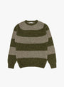 Suedehead Stripe Crew Knit Green and Brown from YMC at Couverture & The Garbstore Front 