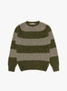 Suedehead Stripe Crew Knit Green and Brown from YMC at Couverture & The Garbstore Front 
