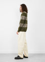 Suedehead Stripe Crew Knit Green and Brown from YMC at Couverture & The Garbstore model side