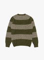 Suedehead Stripe Crew Knit Green and Brown from YMC at Couverture & The Garbstore back