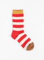  Wool Bouclette Socks in Red and White Striped from Bonne Maison at Couverture & The Garbstore
Front 