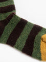 Wool Bouclette Socks in Green and Black Striped from Bonne Maison at Couverture & The Garbstore Detail 