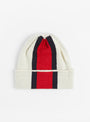 Wool Watch Beanie Jacquard Stripe White