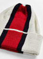 Wool Watch Beanie Jacquard Stripe White