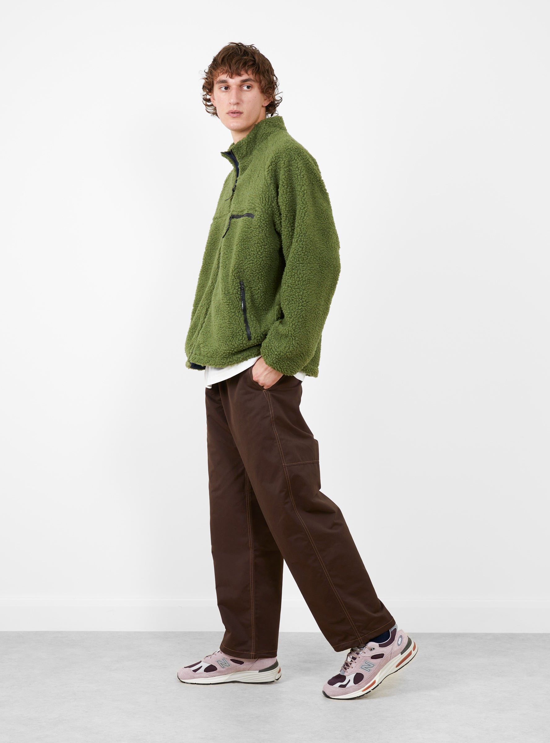 Reversible Sherpa Jacket Olive and Dusty Navy by Gramicci