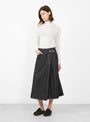 Wrapped Pleated Skirt Black Denim from BEAMS BOY at Couverture & The Garbstore Model front 