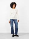 The Rib Knitted Ruffle Gathered Longsleeve Top from Beams Boy at Couverture & The Garbstore
model front