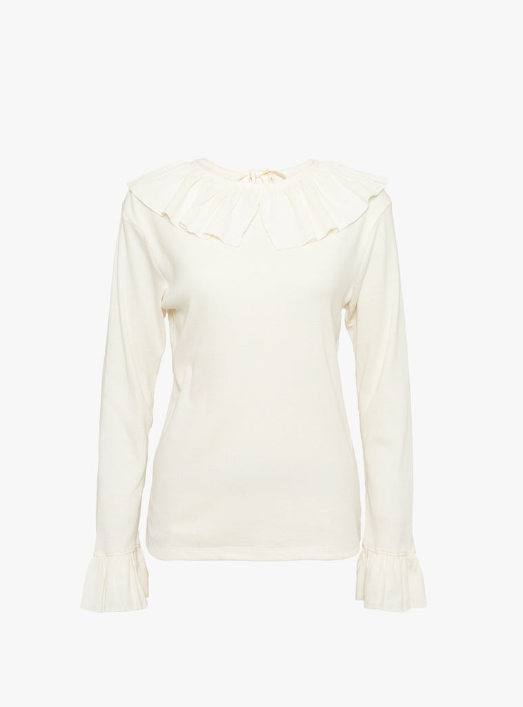 The Rib Knitted Ruffle Gathered Longsleeve Top from Beams Boy at Couverture & The Garbstore
ghost 