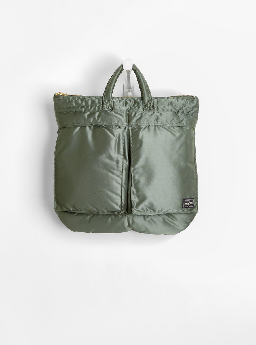 GOODENOUGH×HEAD PORTER nylon riders Bio-Nylon TANKER Helmet Bag Sage Green by Porter Yoshida & Co