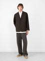 The Relaxed 2B Jacket Dark Brown from Still By Hand at Couverture & The Garbstore Model Front 