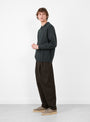 The 10G Polo Cardigan Blue Charcoal from Still By Hand at Couverture & The Garbstore Model Side