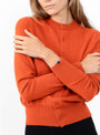 No 300 Little 2 Cardigan Dark Orange by Extreme Cashmere at Couverture & The Garbstore 
model detail