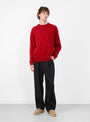 The Punched Shetland Sweater Vermillion Red from Still By Hand at Couverture & The Garbstore Model
Front 