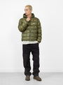 The Midweight Hooded Puffer from Stüssy in Olive at Couverture & The Garbstore Model Front 