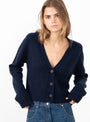 Fitted Cardigan Inkwell by Himalayan Cashmere at Couverture & The Garbstore model detail