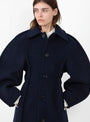 Saoirse Melton Wool Coat Navy from Sefr at Couveture & The Garbstore
model front detail 