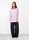 Japanese Cotton Stripe June Shirt Lilac from Cawley at Couverture & The Garbstore
model front 