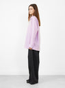 Japanese Cotton Stripe June Shirt Lilac from Cawley at Couverture & The Garbstore
model side 