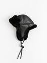 Leather Back Straight Trapper Hair Sheepskin Cap Black from Cawley