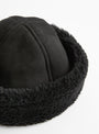Suede Back Curly Sheepskin Cap Black from Cawley at Couverture & The Garbstore detail 