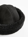 Suede Back Curly Sheepskin Cap Black from Cawley at Couverture & The Garbstore detail 