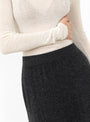 The Flat Stitch Semi Circle Knit Skirt Melange Black from Modern Weaving at Couverture & The Garbstore
model detail 