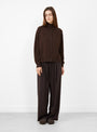 Merino Wool Buttoned Sweater Espresso from Cordera at Couverture & The Garbstore 
model front 
