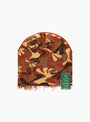 The b.E Camo Beanie in Sand and Brown from b.Eautiful at Couverture & The Garbstore
label